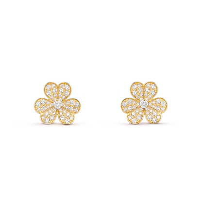 Frivole Gold Flower Diamond Earrings