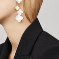 CLOVER EARRINGS WHITE MOP 4 MOTIFS GOLD