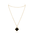 CLOVER SILVER ONYX BIG CLOVER NECKLACE