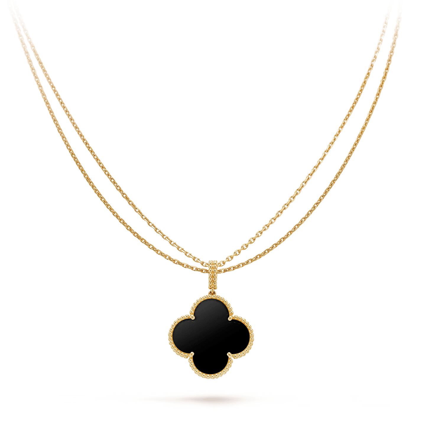 Clover Silver Onyx Big Clover Necklace